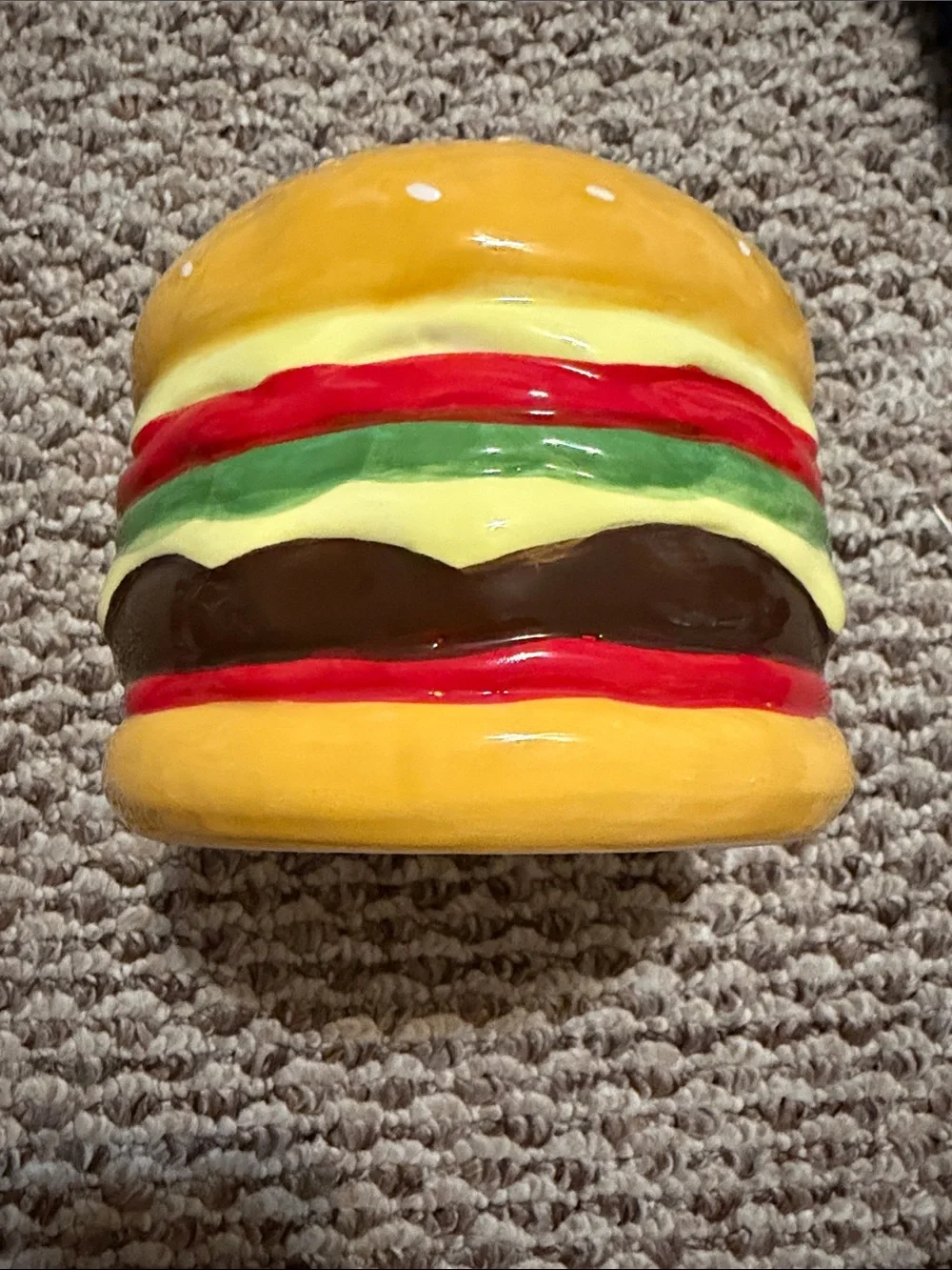 Yellow Ceramic Burger-Shaped Decorative Vase/Planter